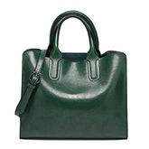 ZOSIVEB Women Fashion Tote Handbags Lightweight PU Leather Satchel Shoulder Bags Retro Oil Wax Handle Purse (Green)